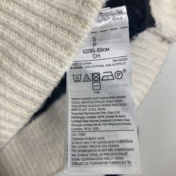 Banana Republic Sweater Womens Small Black White Striped Crewneck Pullover Knit - Picture 13 of 13